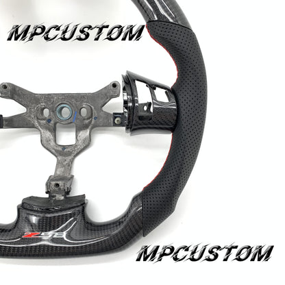 Mpcustom for Chevrolet Corvette C6 ZR1 Z06 carbon fiber steering wheel red stitching