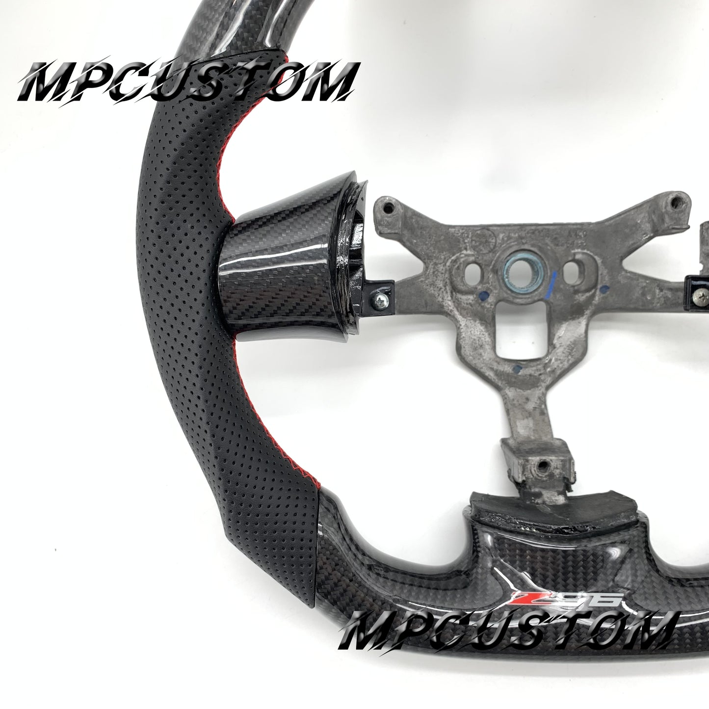Mpcustom for Chevrolet Corvette C6 ZR1 Z06 carbon fiber steering wheel red stitching