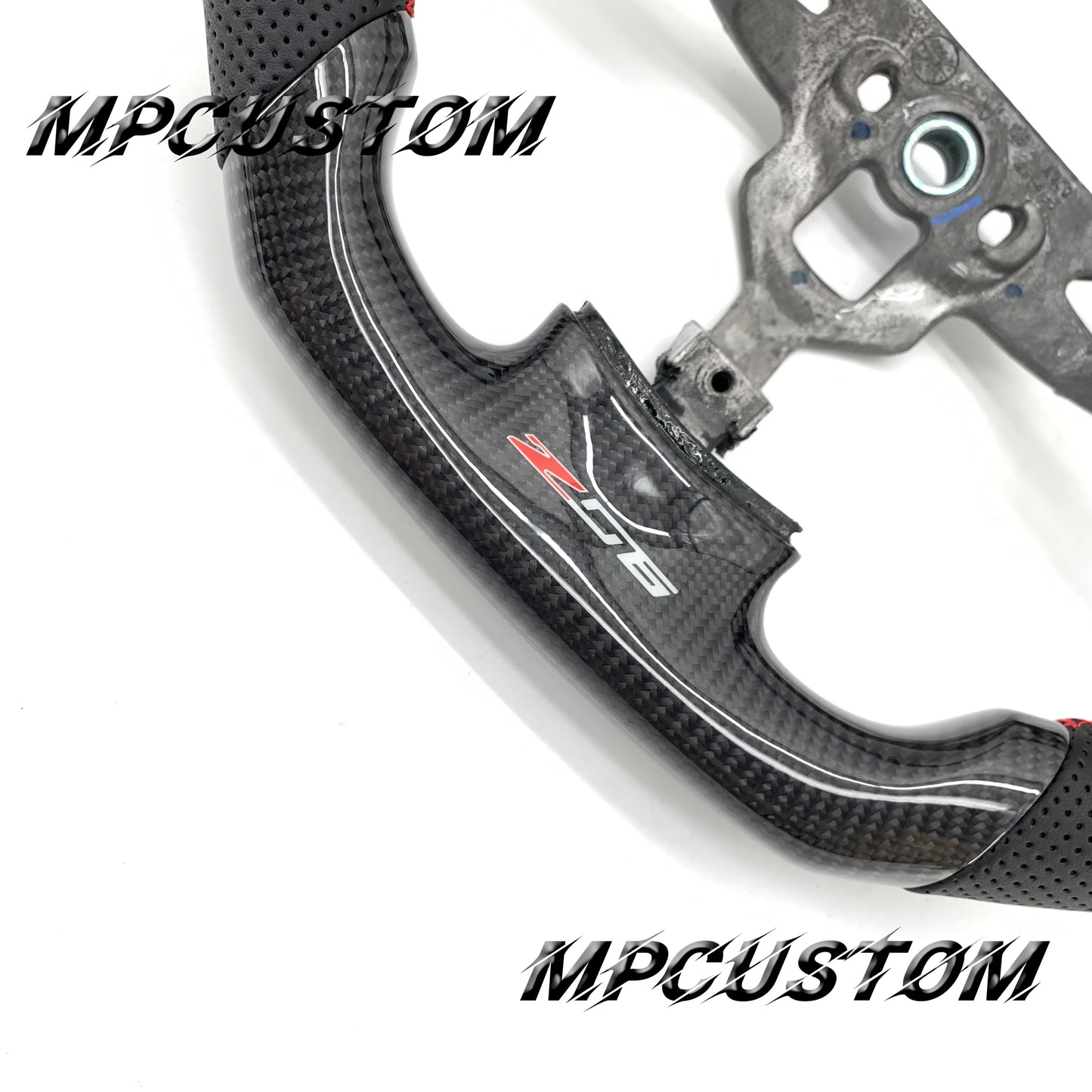 Mpcustom for Chevrolet Corvette C6 ZR1 Z06 carbon fiber steering wheel round top and flat bottom