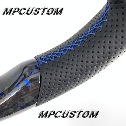 Mpcustom for Honda 10th Gen Civic 2016+ carbon fiber steering wheel blue stitching and flat bottom
