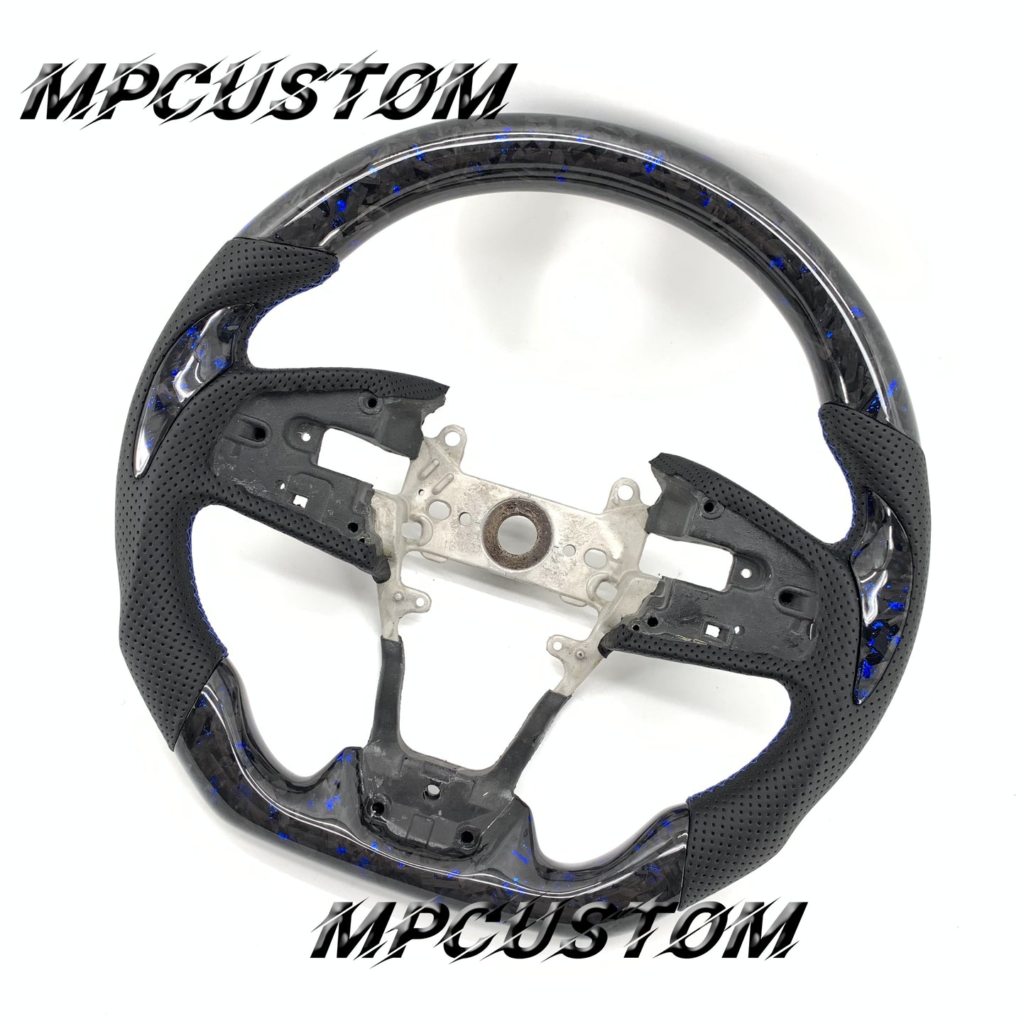 Mpcustom for Honda 10th Gen Civic 2016+ carbon fiber steering wheel blue stitching and round top