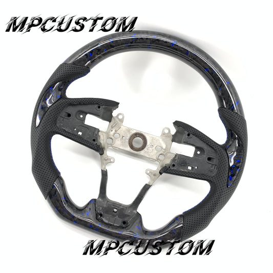 Mpcustom for Honda 10th Gen Civic 2016+ carbon fiber steering wheel blue stitching and round top