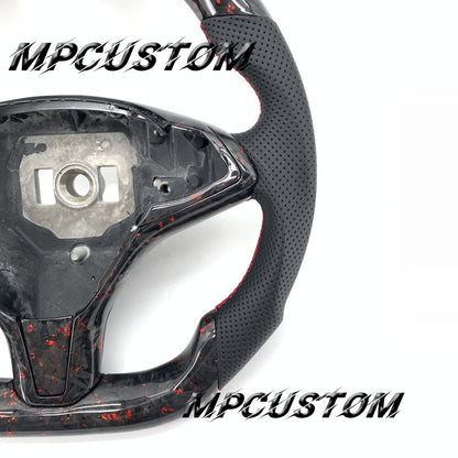 Mpcustom for Tesla model S X carbon fiber steering wheel red stitching