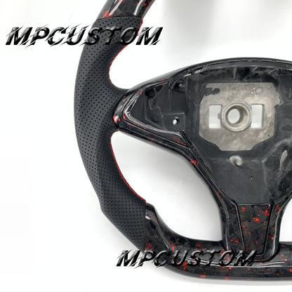 Mpcustom for Tesla model S X carbon fiber steering wheel gloss and red stitching