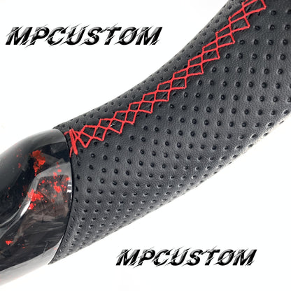 Mpcustom for Tesla model S X carbon fiber steering wheel red stitching