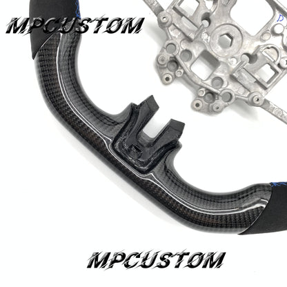 Mpcustom for Ford Mustang 2018-2022 carbon fiber steering wheel blue stripe line and gloss