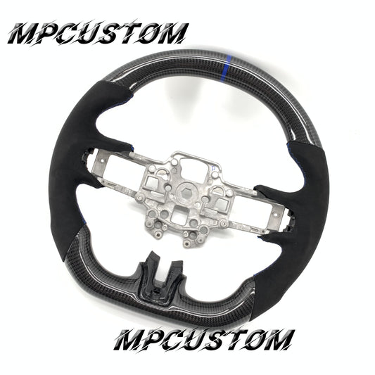 Mpcustom for Ford Mustang 2018-2022 carbon fiber steering wheel blue stripe line and gloss