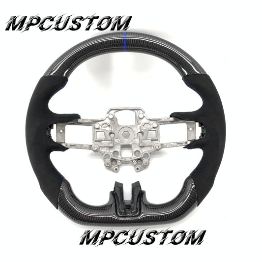 Mpcustom for Ford Mustang 2018-2022 carbon fiber steering wheel blue stripe line and round top