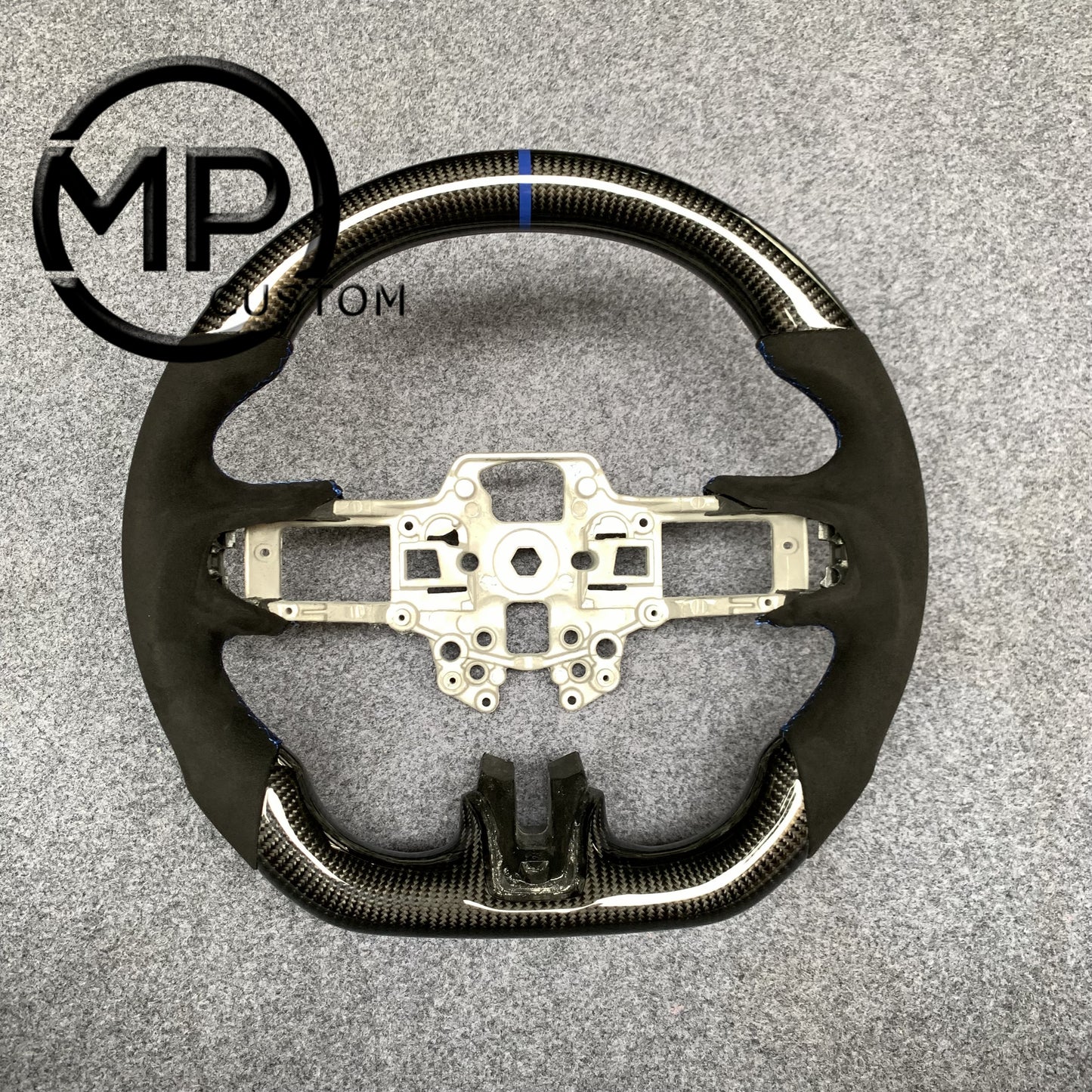 MPCUSTOM Fit For Ford mustang SHELBY GT350R 2018-2023 EcoBoost/GENUINE2018-2021 carbon fiber steering wheel black Alcantara blue center line