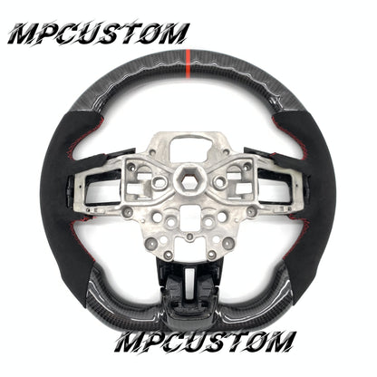 Mpcustom for Ford Mustang 2015-2017 carbon fiber steering wheel gloss and red stitching
