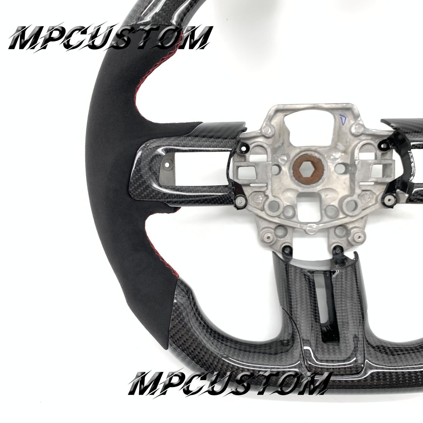 Mpcustom for Ford Mustang 2015-2017 carbon fiber steering wheel gloss and red stitching