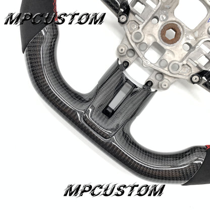 Mpcustom for Ford Mustang 2015-2017 carbon fiber steering wheel gloss and red stitching
