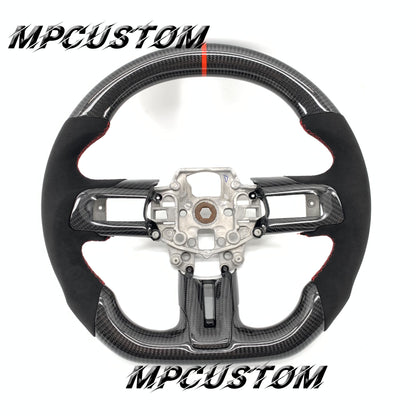 Mpcustom for Ford Mustang 2015-2017 carbon fiber steering wheel gloss and red stitching