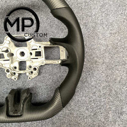 MPCUSTOM Fit For Ford mustang SHELBY GT350R 2018-2023 EcoBoost/GENUINE2018-2021 carbon fiber steering wheel black smooth leather white center line