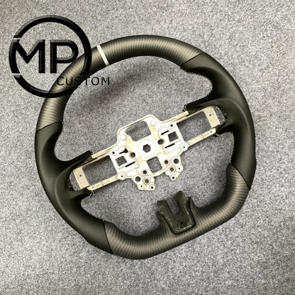 MPCUSTOM Fit For Ford mustang SHELBY GT350R 2018-2023 EcoBoost/GENUINE2018-2021 carbon fiber steering wheel black smooth leather white center line