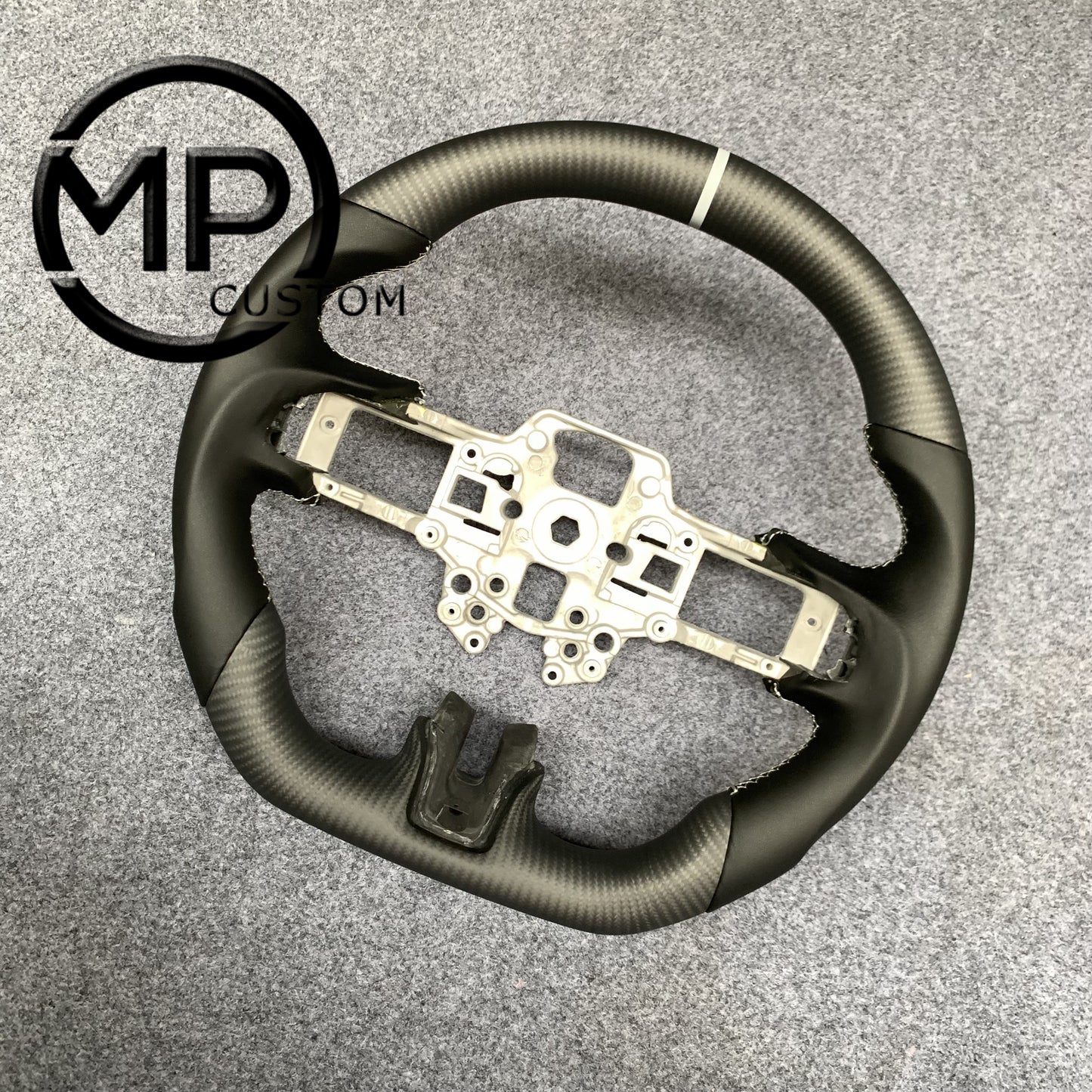 MPCUSTOM Fit For Ford mustang SHELBY GT350R 2018-2023 EcoBoost/GENUINE2018-2021 carbon fiber steering wheel black smooth leather white center line
