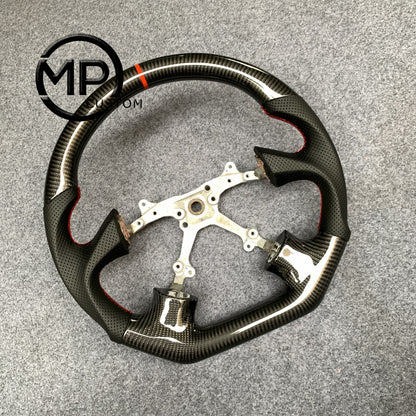 MPCUSTOM Fit For Subaru Impreza WRX 2002-2004 carbon fiber steering wheel black perforated leather red center line