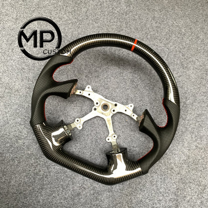 MPCUSTOM Fit For Subaru Impreza WRX 2002-2004 carbon fiber steering wheel black perforated leather red center line