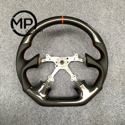 MPCUSTOM Fit For Subaru Impreza WRX 2002-2004 carbon fiber steering wheel black perforated leather red center line
