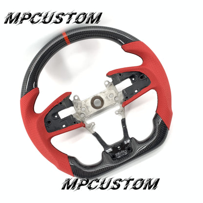 Mpcustom for Honda 10th Gen Civic 2016+ carbon fiber steering wheel red perforated leather