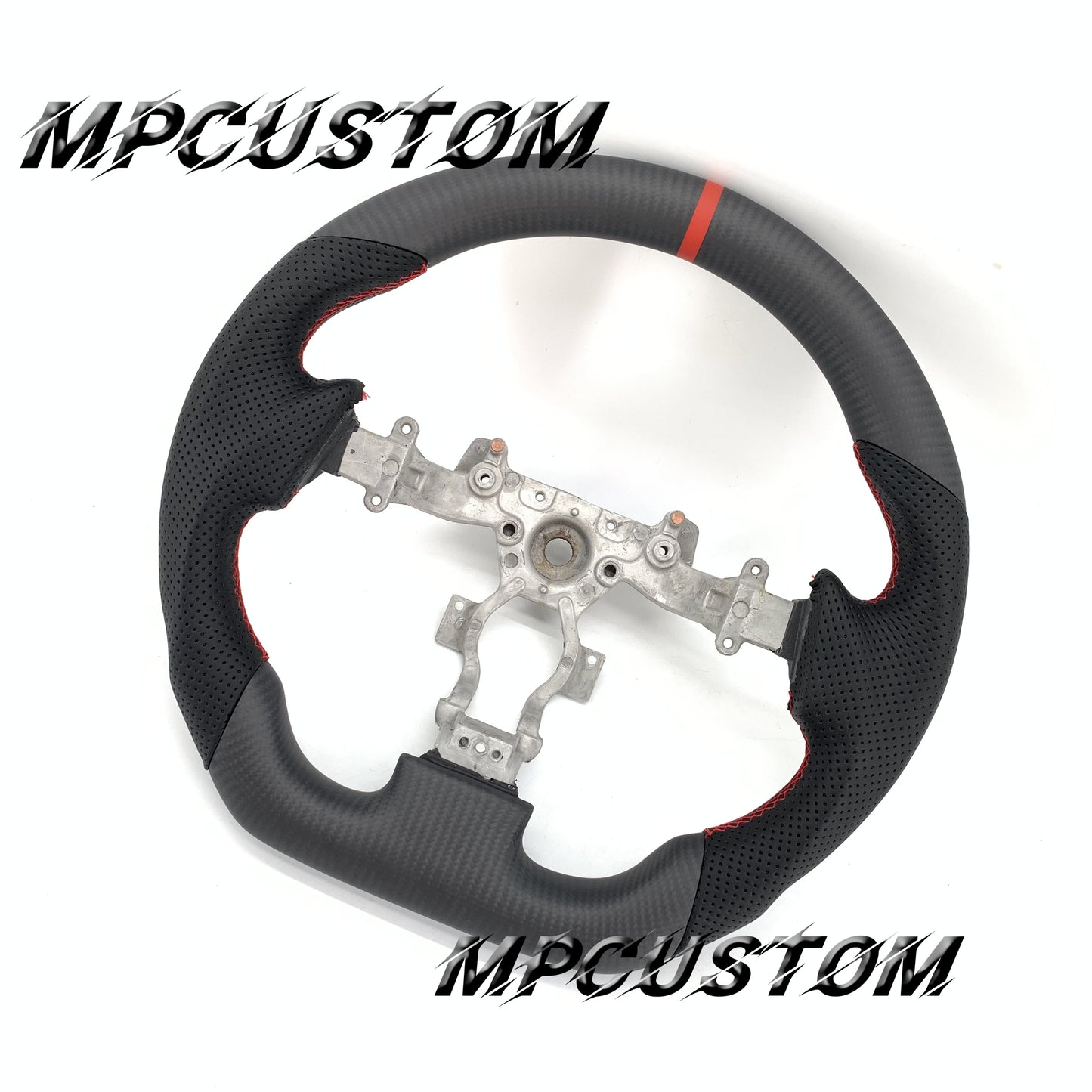 Mpcustom for Nissan GTR R35 2009-2016 carbon fiber steering wheel round top and red stripe line
