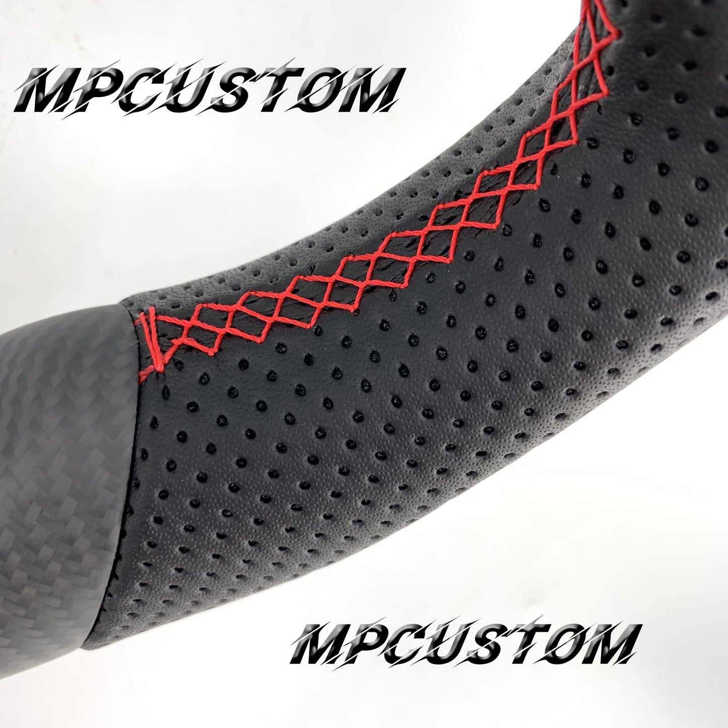 Mpcustom for Nissan GTR R35 2009-2016 carbon fiber steering wheel round top and red stripe line