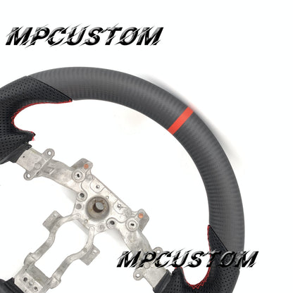 Mpcustom for Nissan GTR R35 2009-2016 carbon fiber steering wheel round top and red stripe line