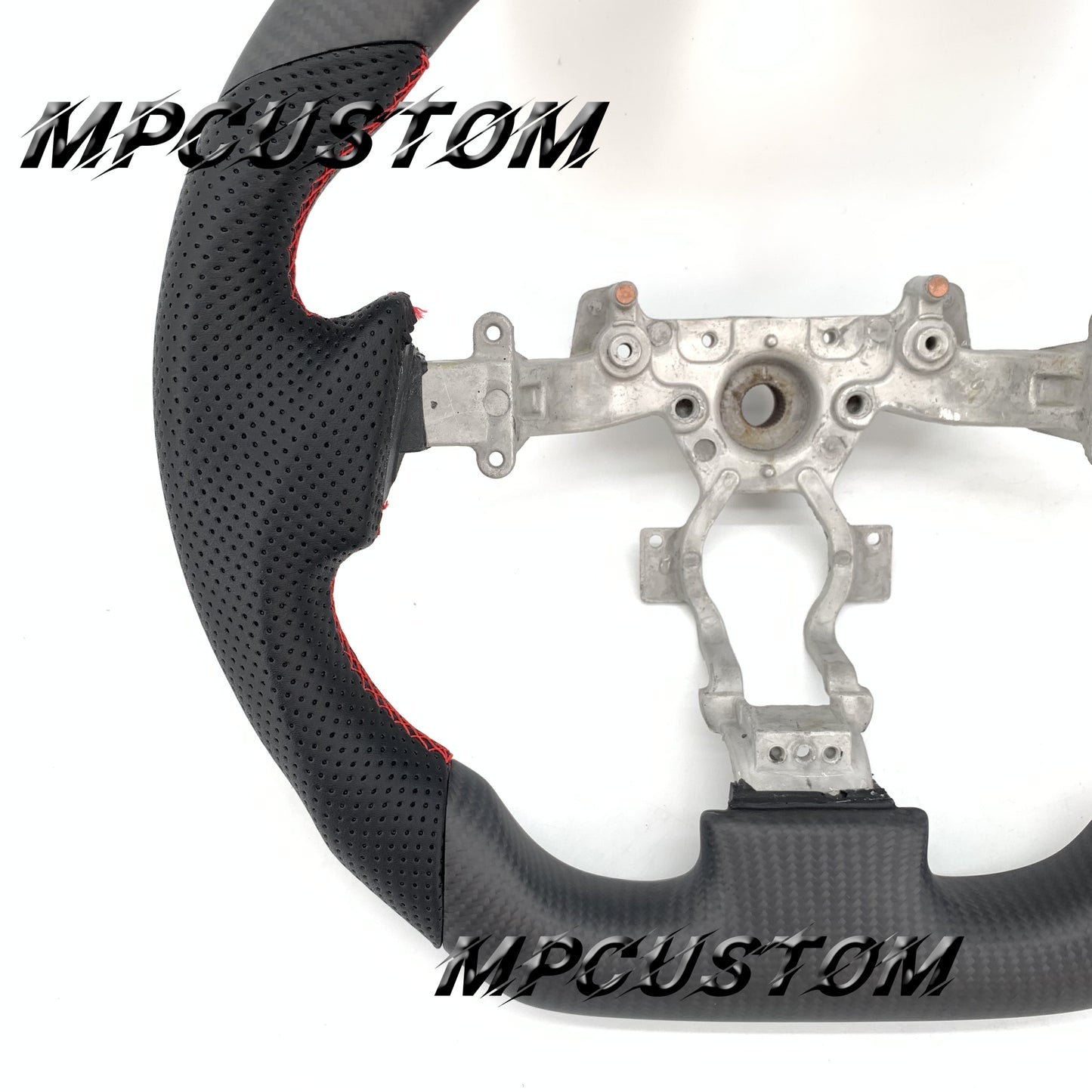 Mpcustom for Nissan GTR R35 2009-2016 carbon fiber steering wheel round top and red stripe line