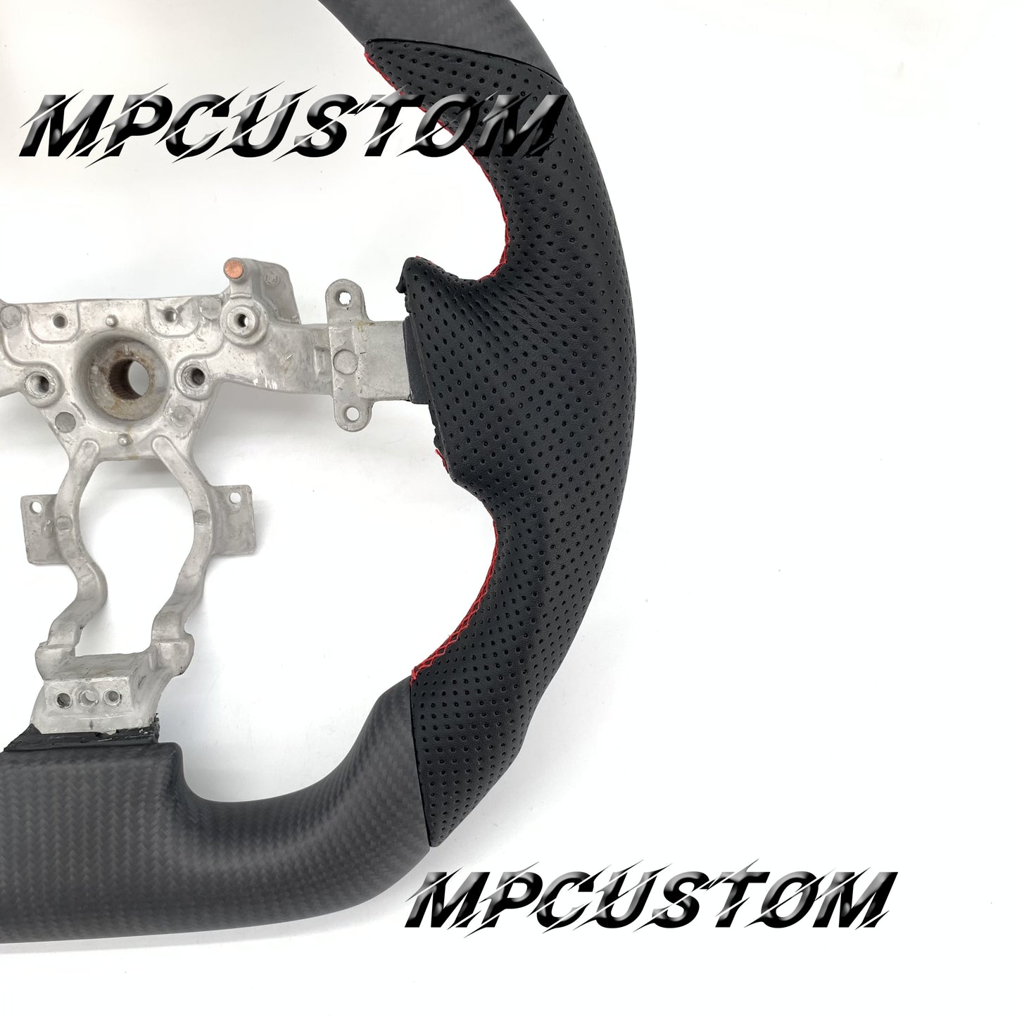 Mpcustom for Nissan GTR R35 2009-2016 carbon fiber steering wheel round top and red stripe line