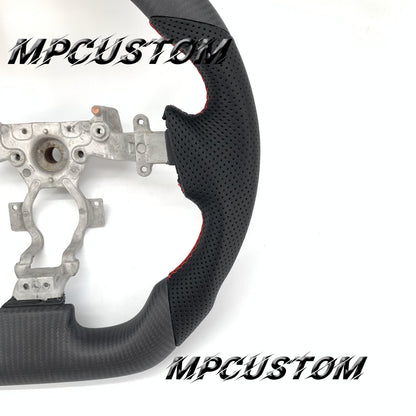 Mpcustom for Nissan GTR R35 2009-2016 carbon fiber steering wheel round top and red stripe line
