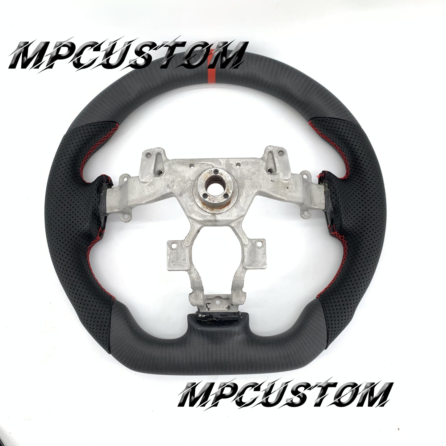 Mpcustom for Nissan GTR R35 2009-2016 carbon fiber steering wheel round top and red stripe line