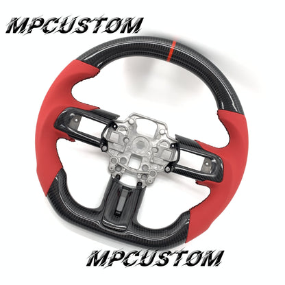 Mpcustom for Ford Mustang 2018-2022 carbon fiber steering wheel red stripe line and gloss