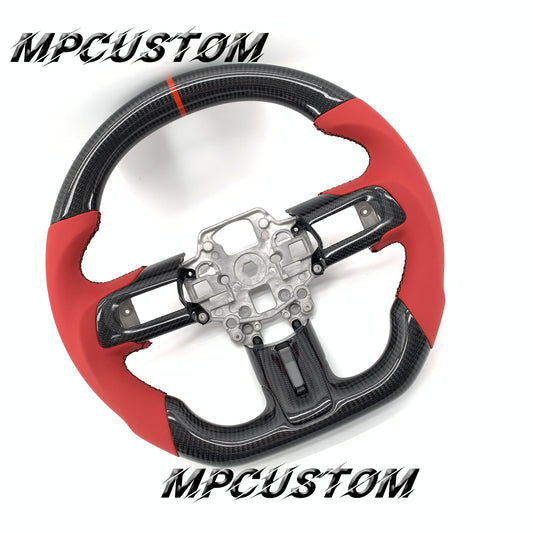 Mpcustom for Ford Mustang 2018-2022 carbon fiber steering wheel red stripe line and smooth