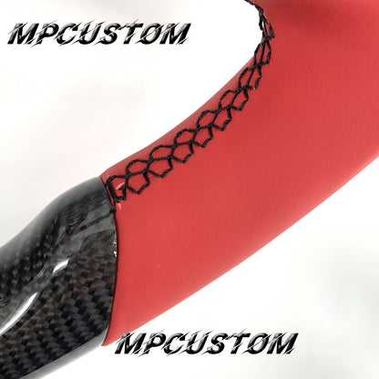 Mpcustom for Ford Mustang 2018-2022 carbon fiber steering wheel red stripe line and gloss