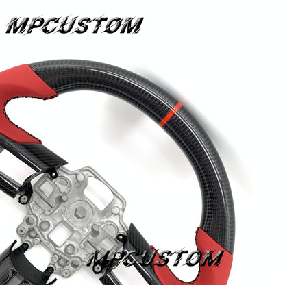 Mpcustom for Ford Mustang 2018-2022 carbon fiber steering wheel red stripe line and gloss