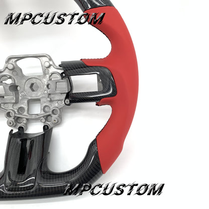 Mpcustom for Ford Mustang 2018-2022 carbon fiber steering wheel red stripe line and gloss