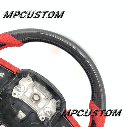 Mpcustom for Dodge SRT Challenger 2015-2021  carbon fiber steering wheel red perforated leather