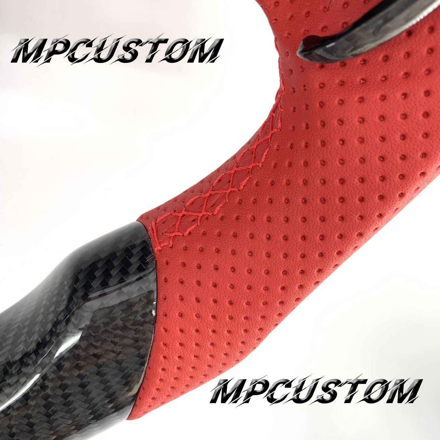 Mpcustom for Dodge SRT Challenger 2015-2021  carbon fiber steering wheel red perforated leather