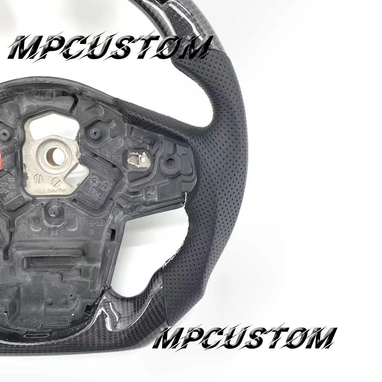 Mpcustom for Toyota Supra 2020 carbon fiber steering wheel round top and white stitching