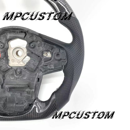 Mpcustom for Toyota Supra 2020 carbon fiber steering wheel round top and white stitching