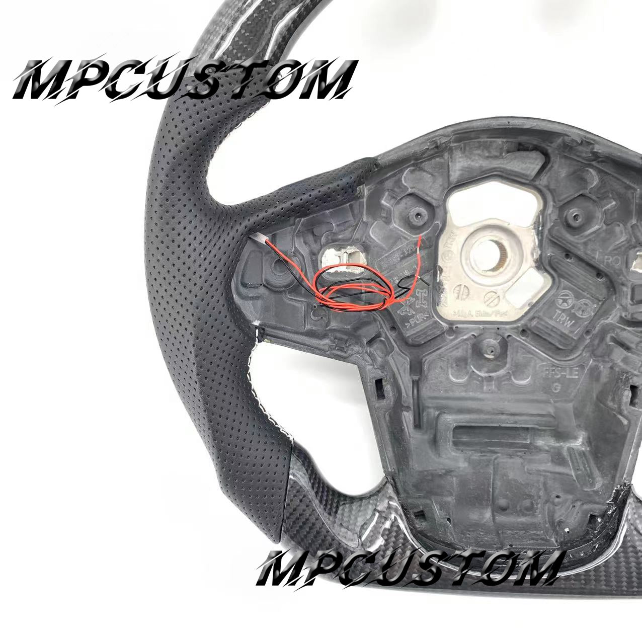 Mpcustom for Toyota Supra 2020 carbon fiber steering wheel gloss and white stitching