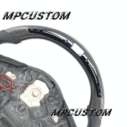 Mpcustom for Toyota Supra 2020 carbon fiber steering wheel gloss and white stitching