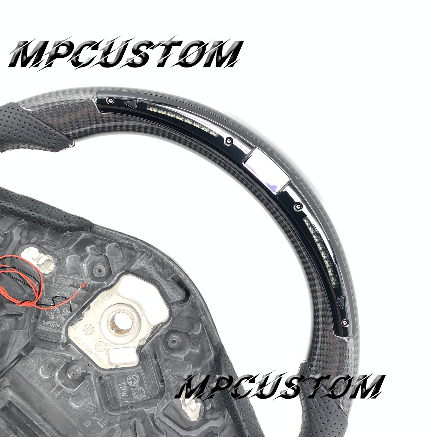 Mpcustom for Toyota Supra 2020 carbon fiber steering wheel round top and white stitching