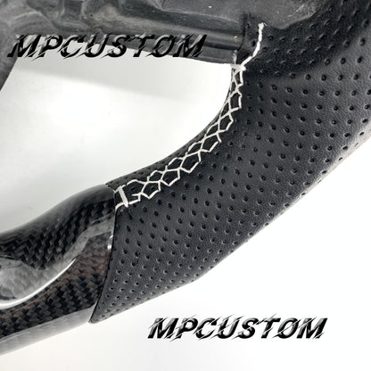 Mpcustom for Toyota Supra 2020 carbon fiber steering wheel gloss and white stitching