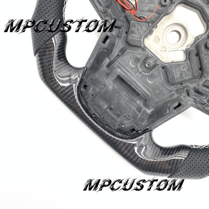 Mpcustom for Toyota Supra 2020 carbon fiber steering wheel gloss and white stitching