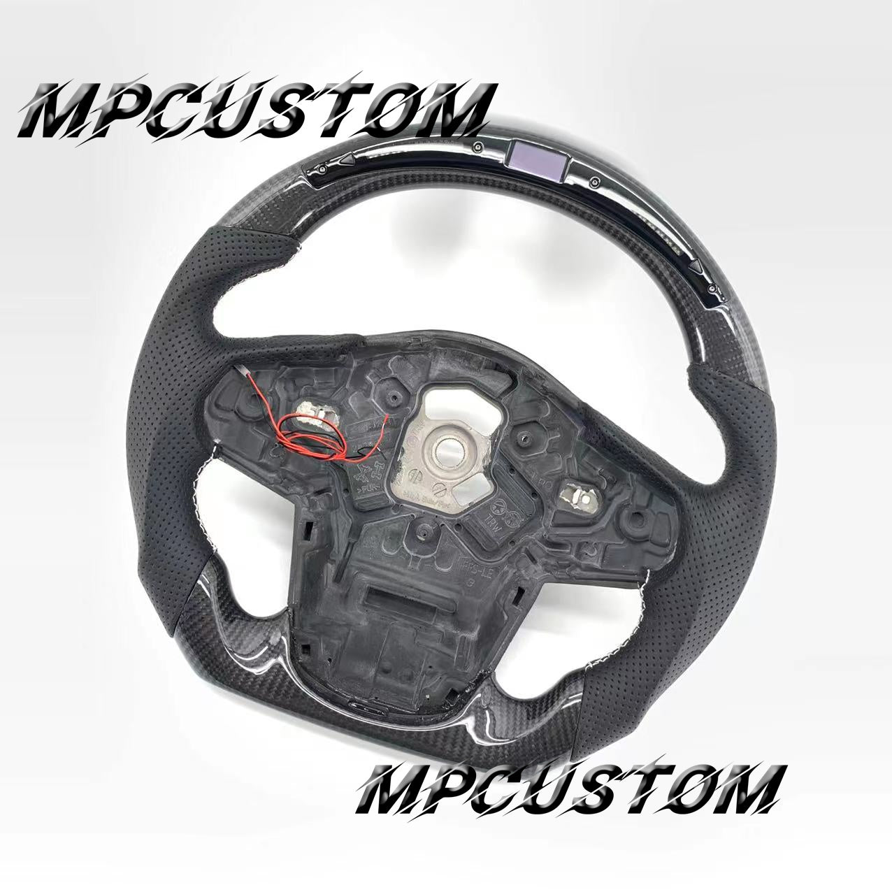 Mpcustom for Toyota Supra 2020 carbon fiber steering wheel gloss and white stitching