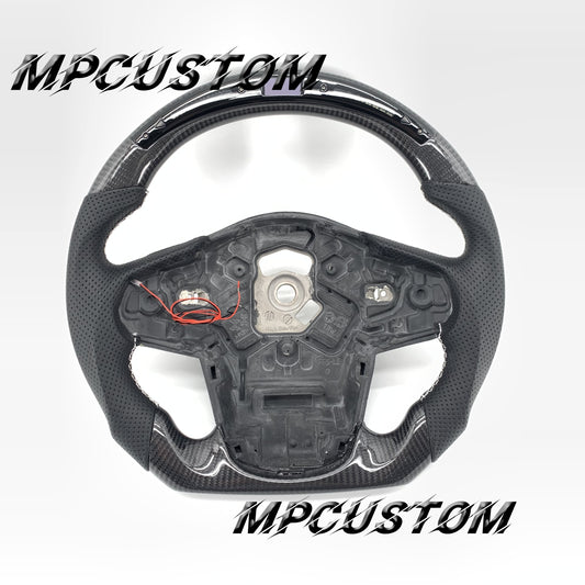 Mpcustom for Toyota Supra 2020 carbon fiber steering wheel round top and white stitching
