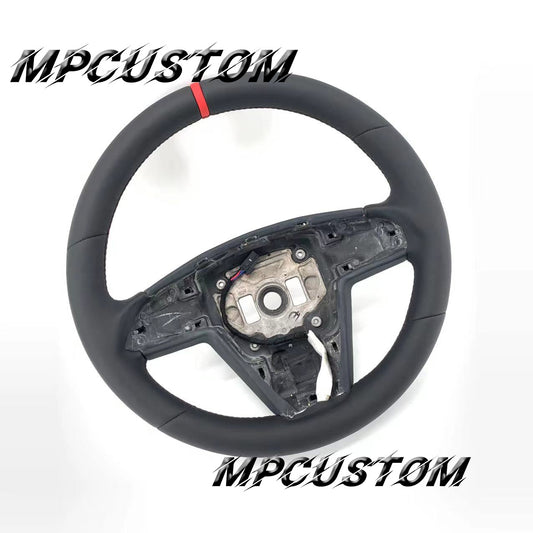 Mpcustom for Tesla new model S carbon fiber steering wheel smooth and red stripe line