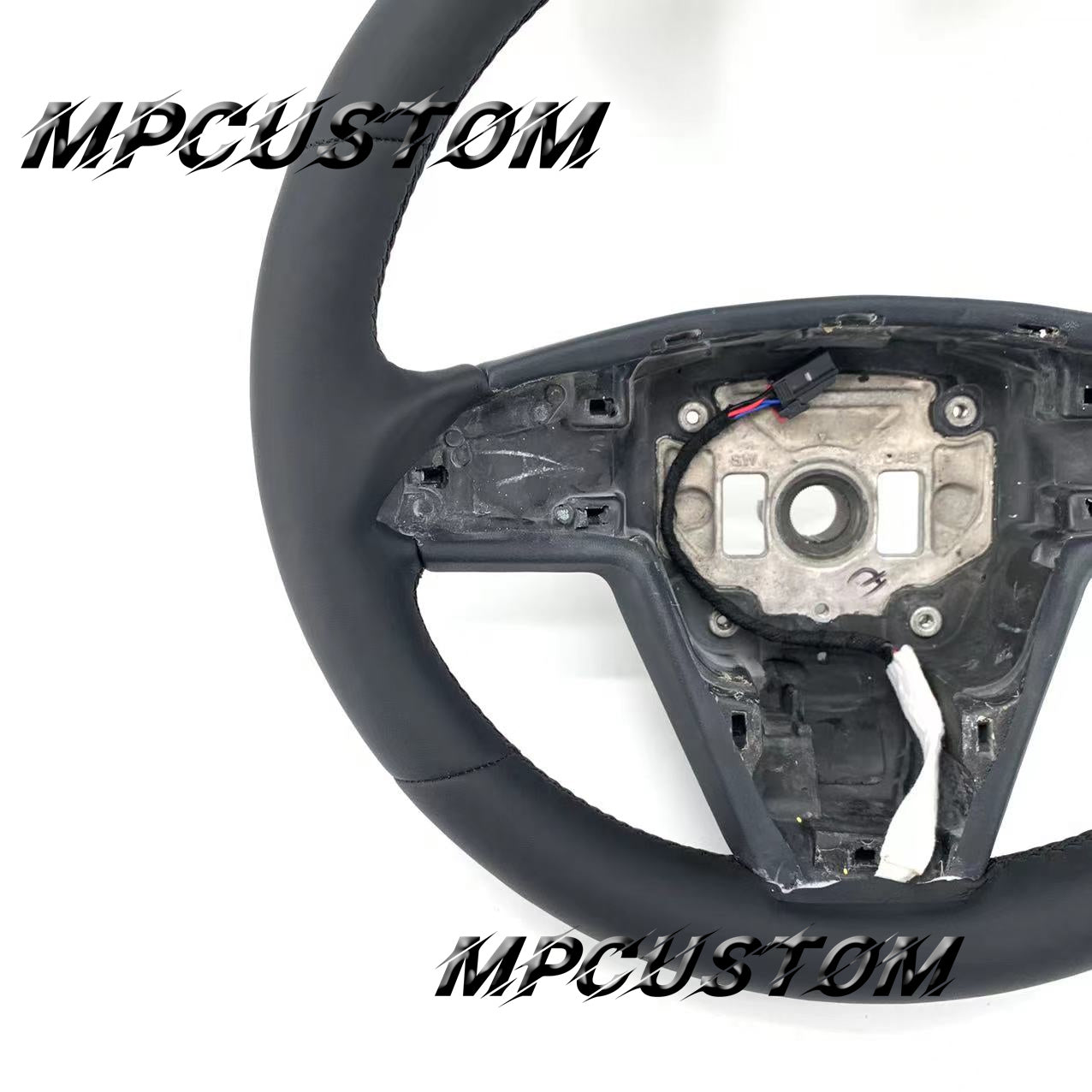 Mpcustom for Tesla new model S carbon fiber steering wheel smooth and red stripe line