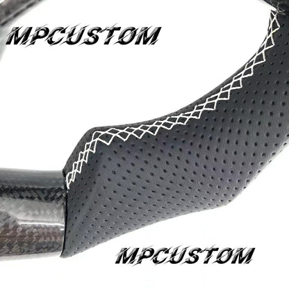 Mpcustom for Tesla model 3 Y carbon fiber steering wheel white stitching and f1 shape